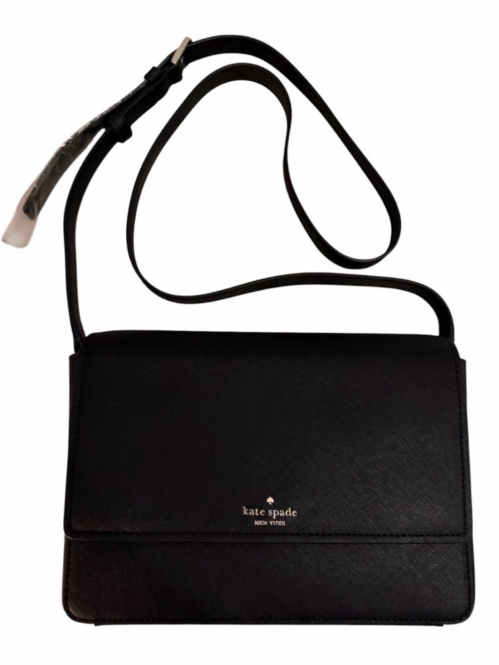 kate spade |cove street | Black Leather | Lined | Crossbody with Gold Logo | NWT
